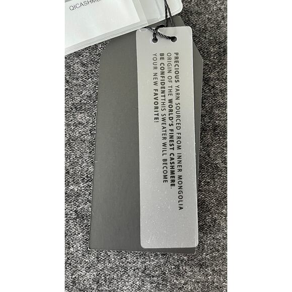 3-29 QI CASHMERE Men's Henley Sweater 100%Cashmere Gray S - Picture 12 of 16